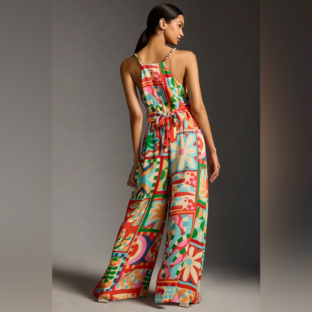 Farm Rio Cutout Halter Wide-Leg Jumpsuit msrp$210 - Picture 2 of 4